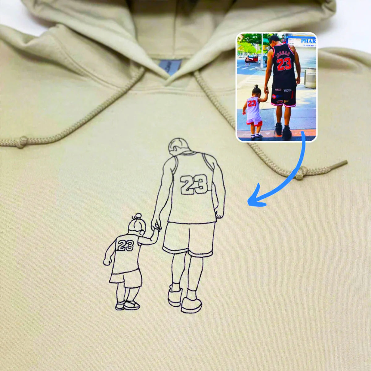 Personalized Portrait Father's Day Gifts for Father and Son Sweatshirts, Hoodies