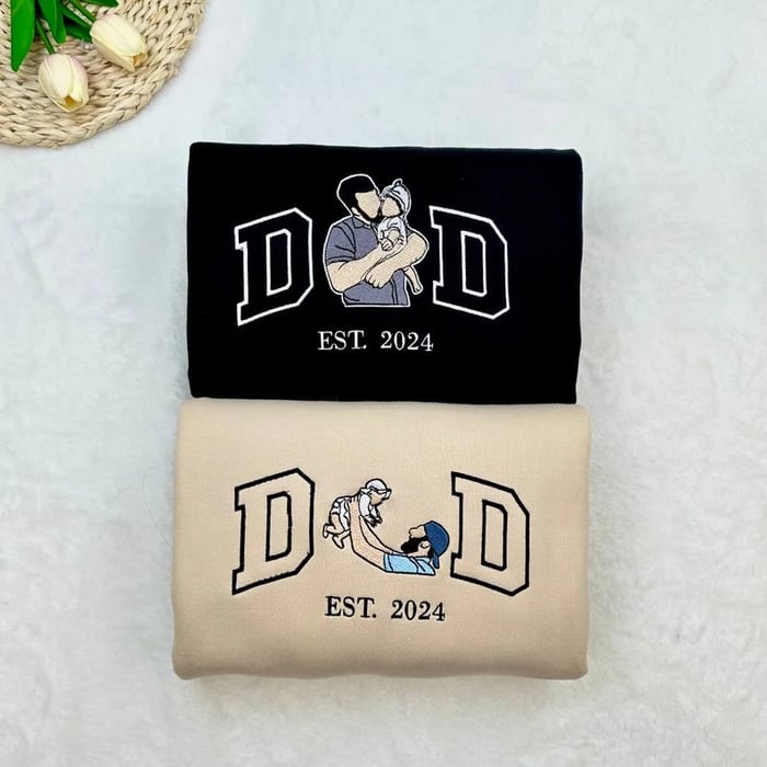 Custom Portrait from Photo Sweatshirt Embroidered Dad Hoodie