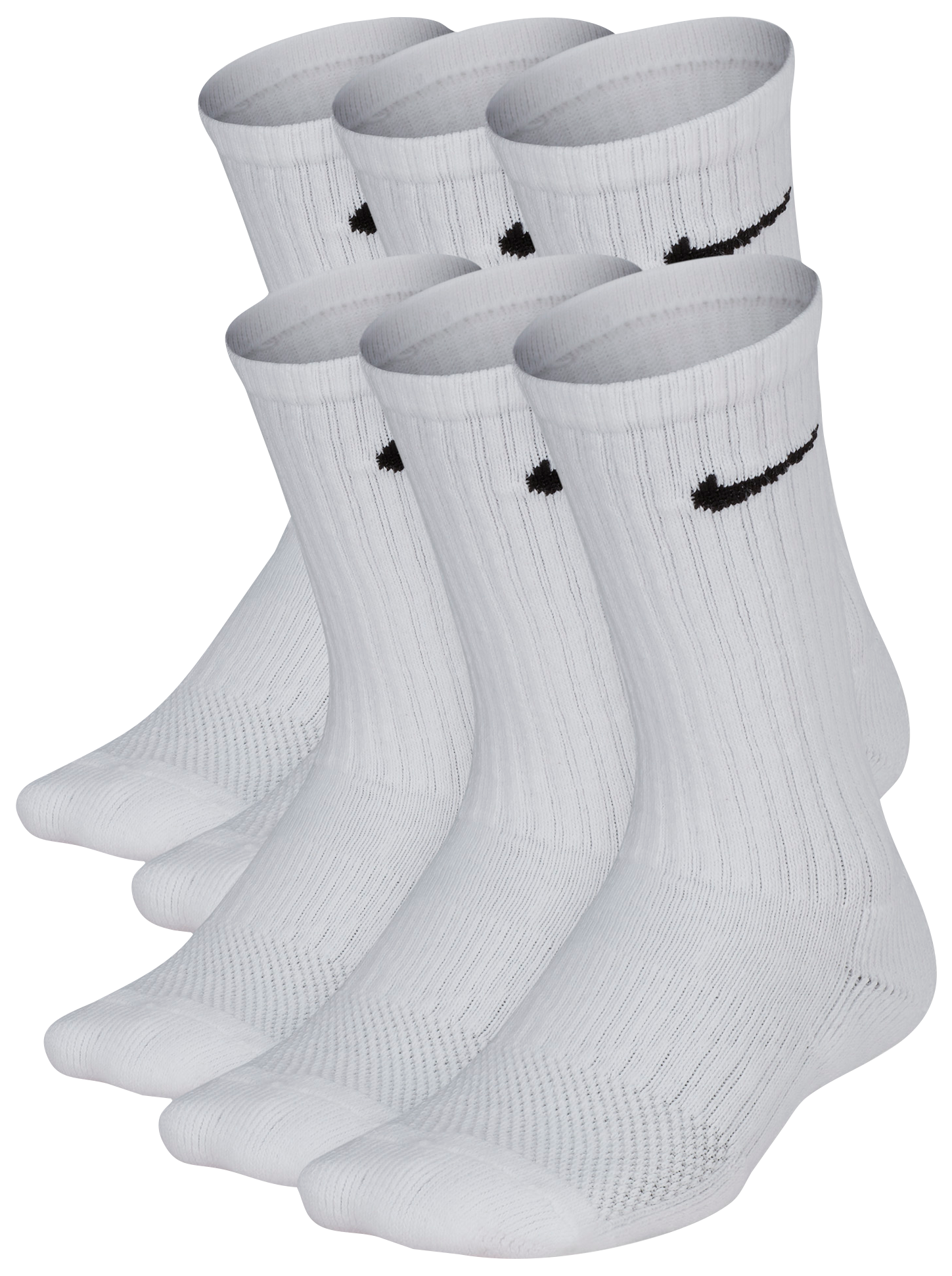 Nike 6 Pack Cushioned Crew Socks 童款 - White/Black - Image 1