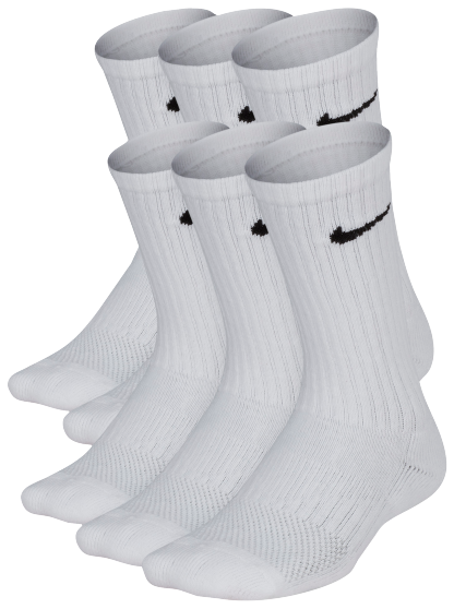 Nike 6 Pack Cushioned Crew Socks 童款 - White/Black - Image 1