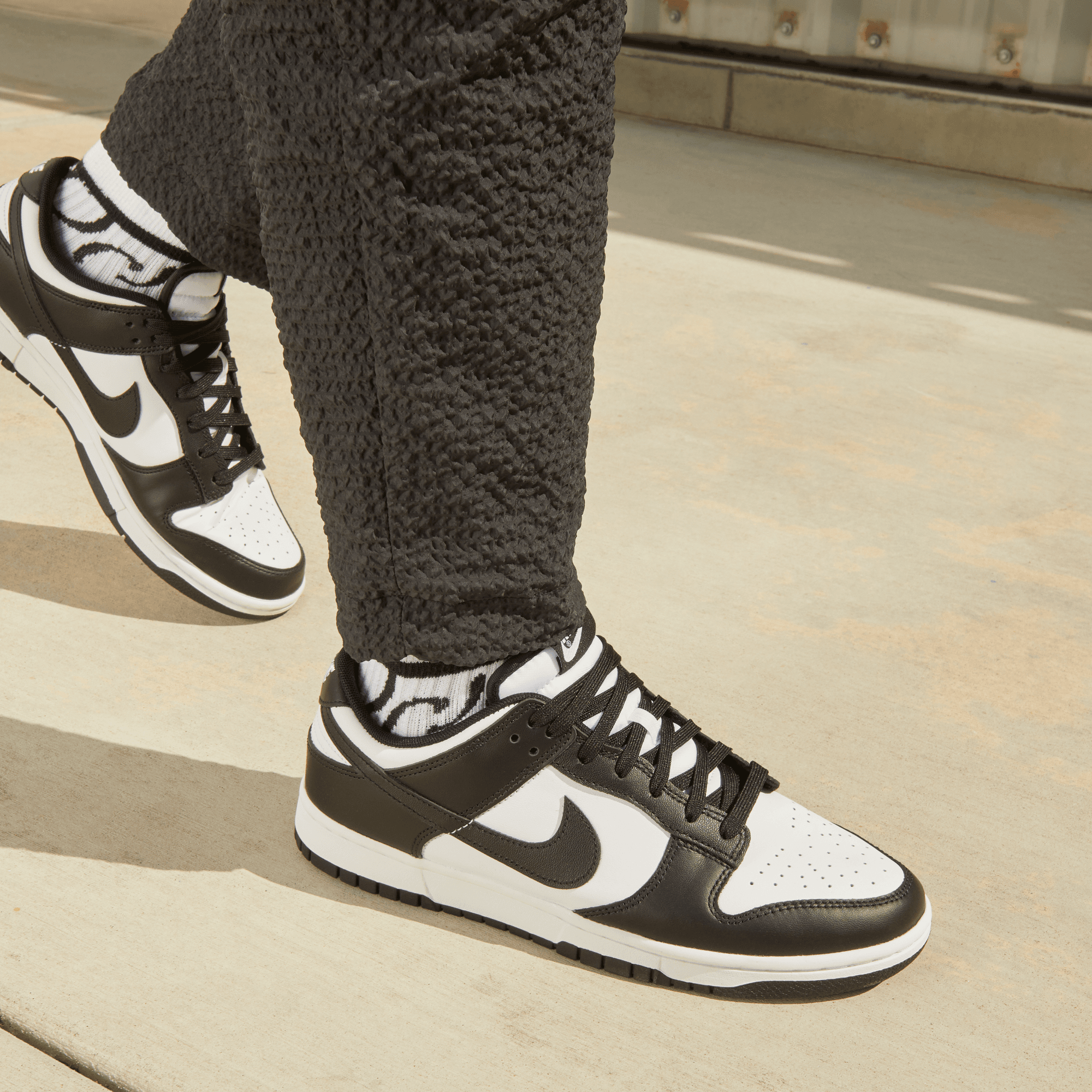 Nike Dunk Low Retro - White/White/Black - Image 9