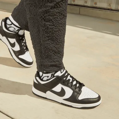 Nike Dunk Low Retro - White/White/Black - Image 9