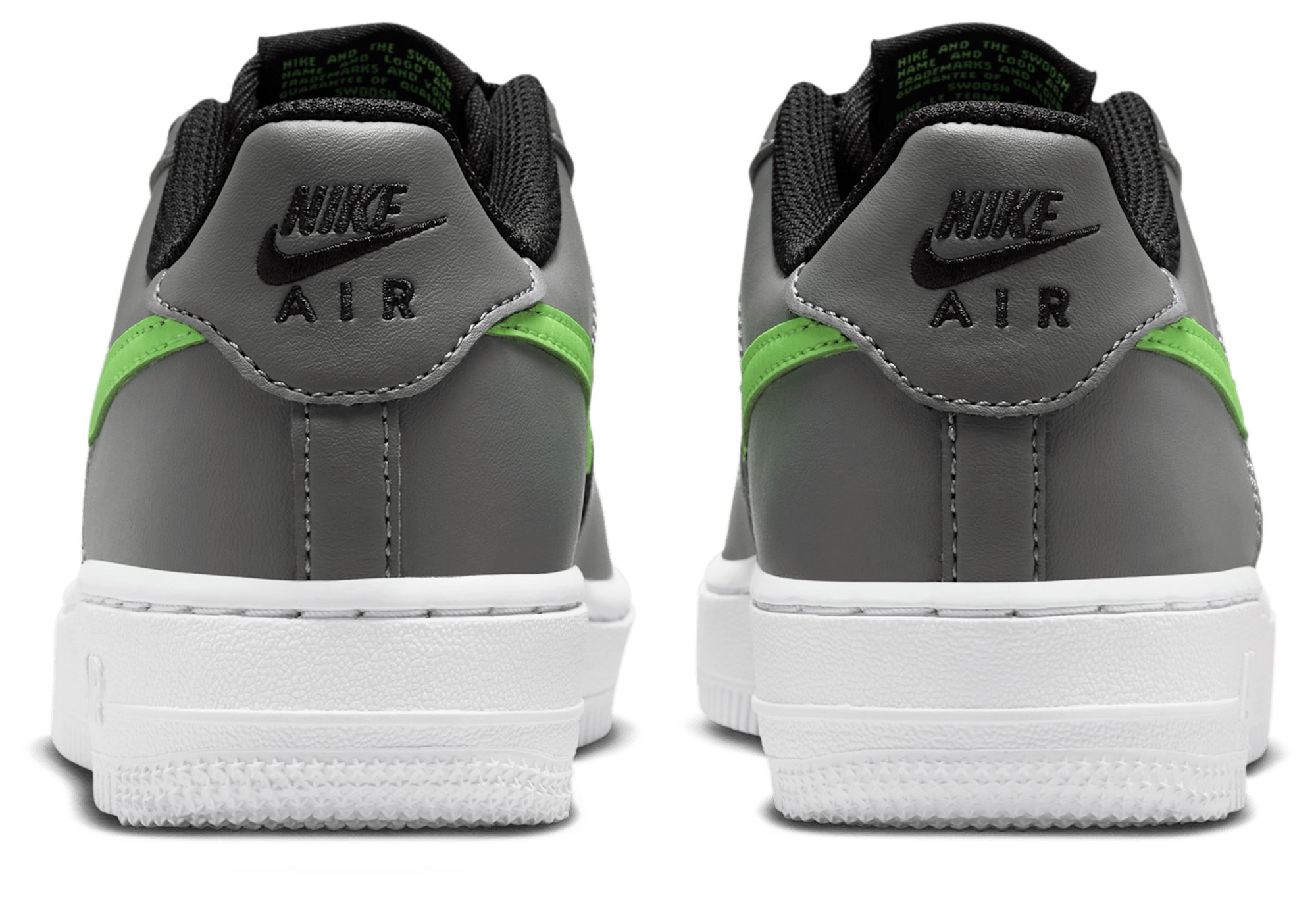 Nike Air Force 1 Low 童款 - Black/Lime Blast/Smoke Grey - Image 3