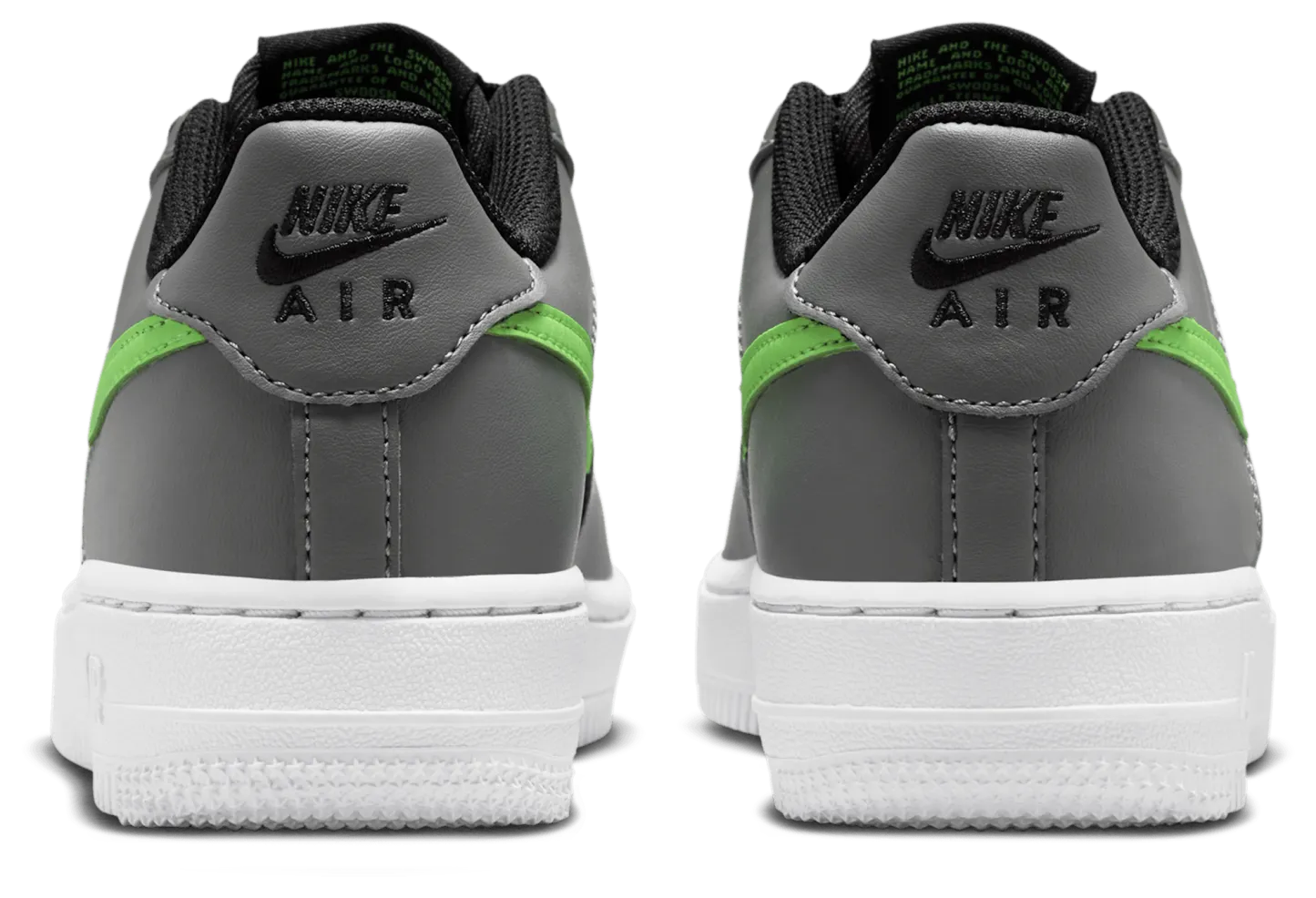 Nike Air Force 1 Low 童款 - Black/Lime Blast/Smoke Grey - Image 3