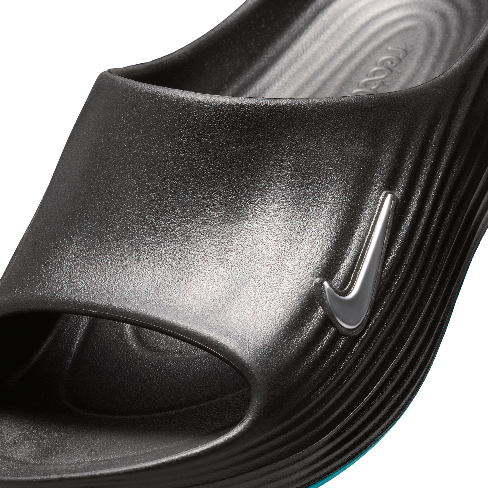 Nike Reactx Rejuven8 Slides - Black/Gamma Blue/Metallic Silver - Image 6