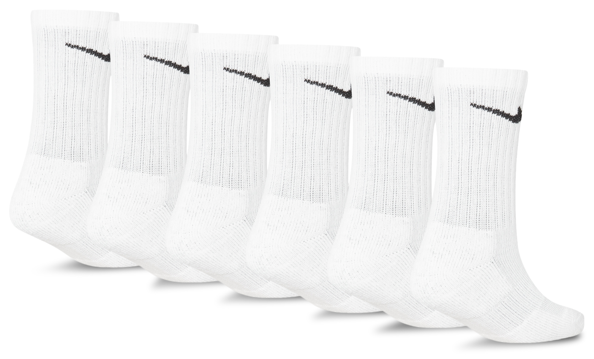 Nike 6 Pack Dri-FIT Performance Basic Crew Socks 童款 - White/Black - Image 2