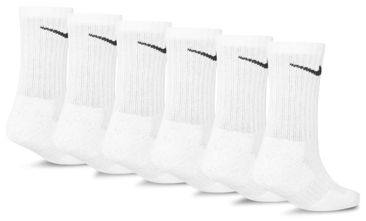 Nike 6 Pack Dri-FIT Performance Basic Crew Socks 童款 - White/Black - Image 2