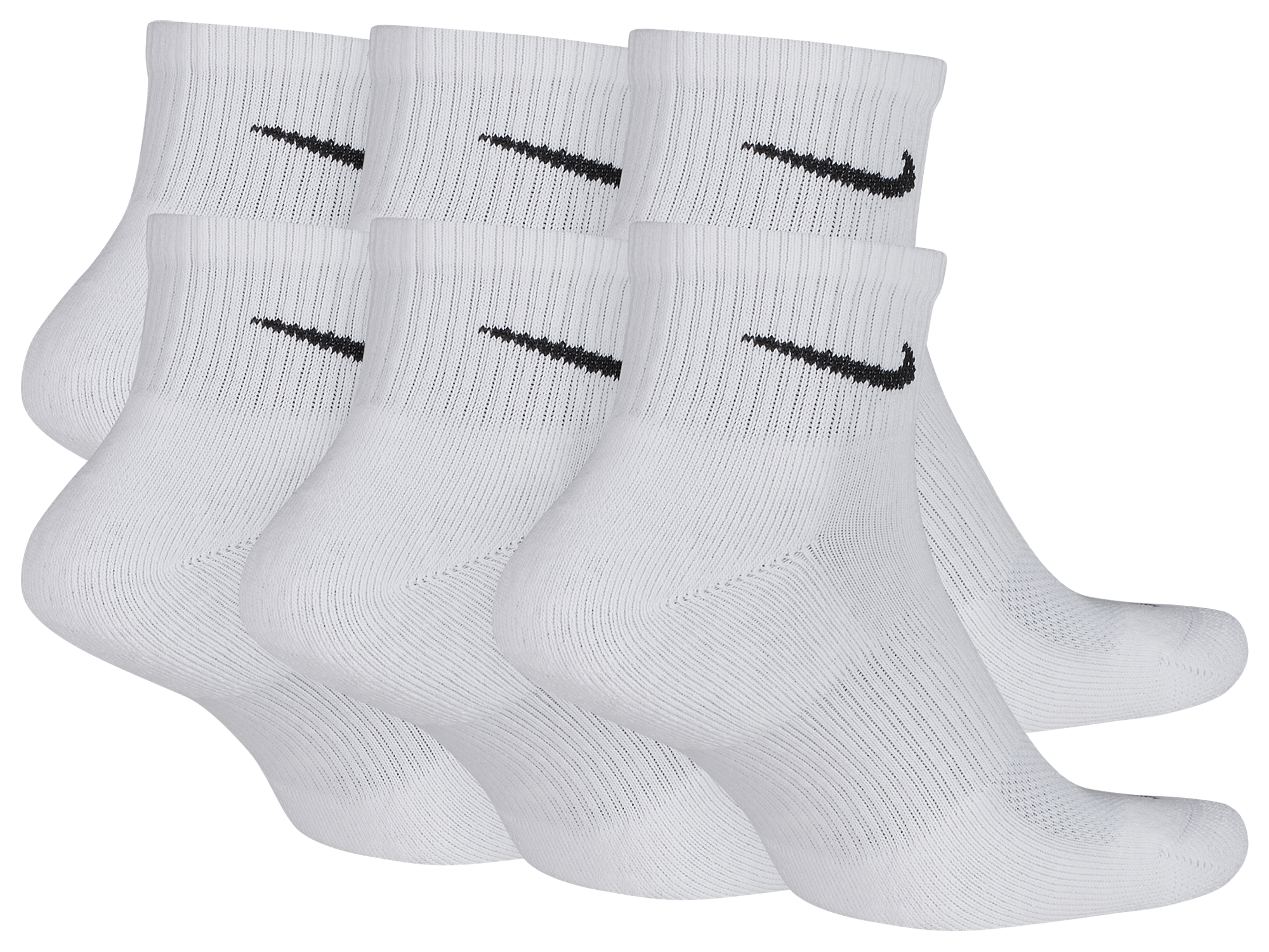 Nike 6 Pack Dri-FIT Plus Quarter Socks - Black/White - Image 3