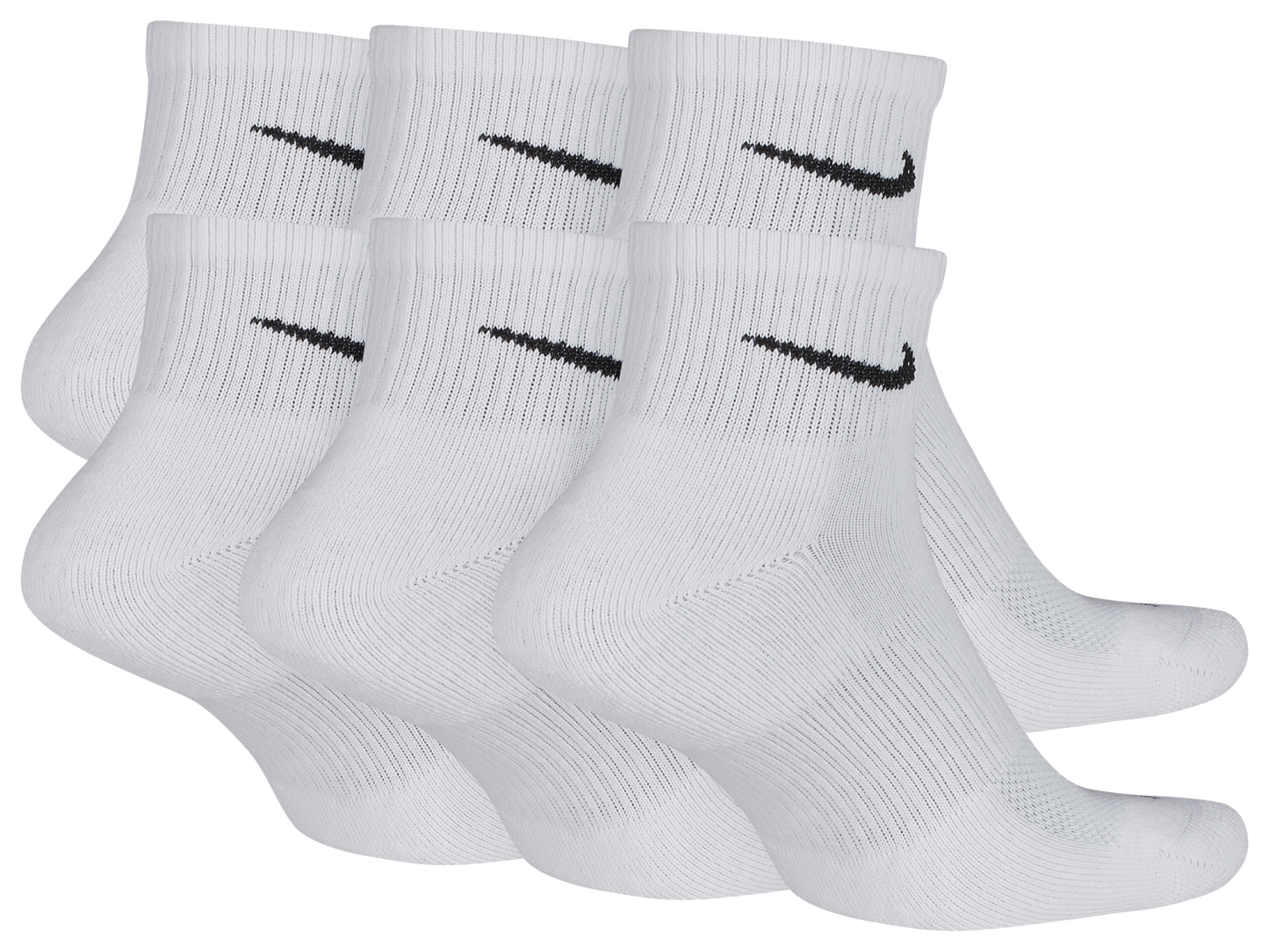 Nike 6 Pack Dri-FIT Plus Quarter Socks - Black/White - Image 3