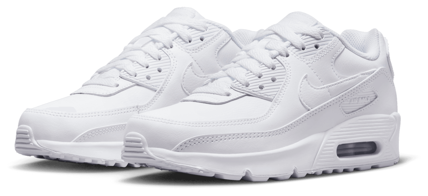 Nike Air Max 90 童款 - White/White/Metallic Silver - Image 6