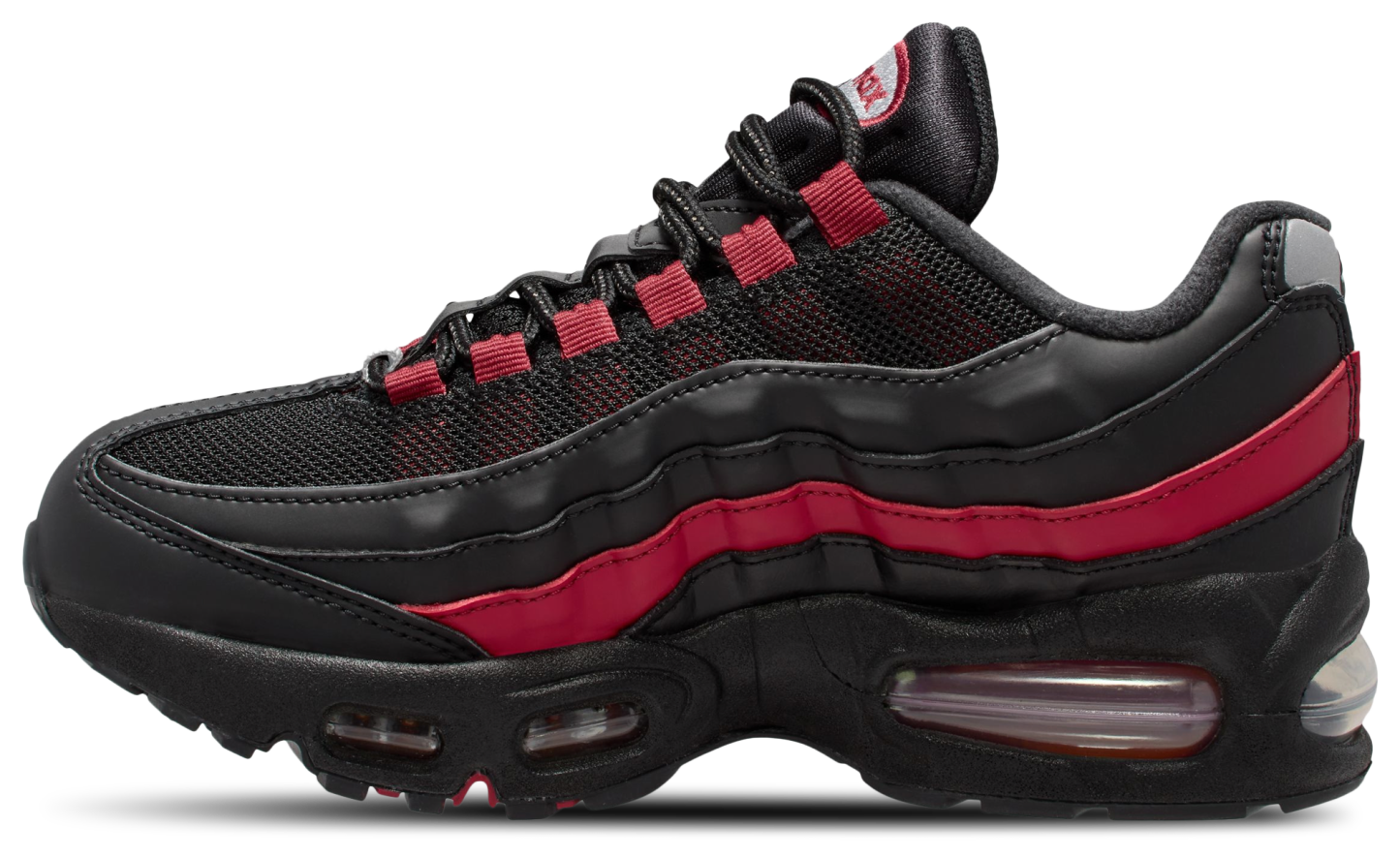 Nike Air Max 95 BB Leather 童款 - Black/Crimson/Wolf Grey - Image 2