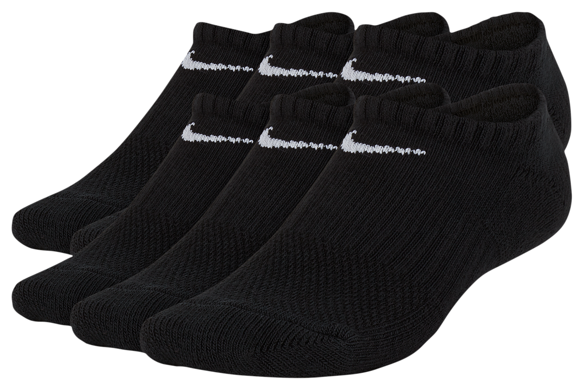 Nike 6 Pack Cushioned No-Show Socks 童款 - Black/White - Image 2