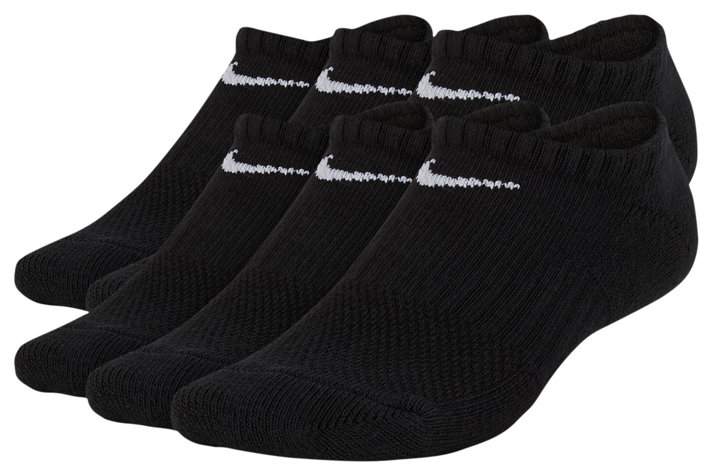Nike 6 Pack Cushioned No-Show Socks 童款 - Black/White - Image 2