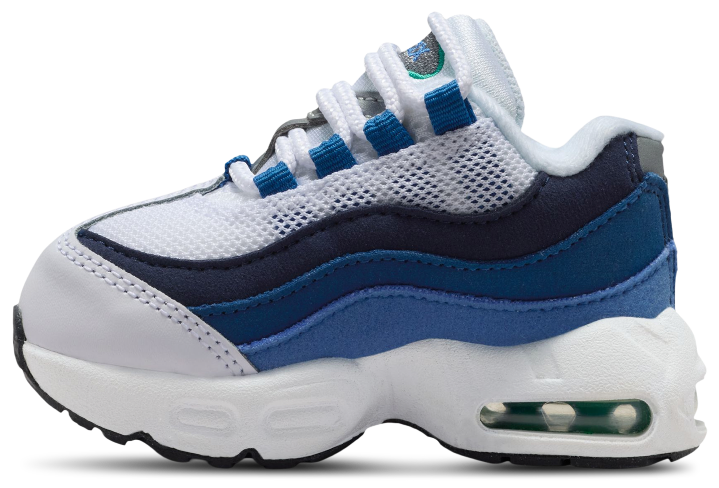 Nike Air Max 95 PRM Emerald 童款 - White/Emerald Green/Lake Blue - Image 2