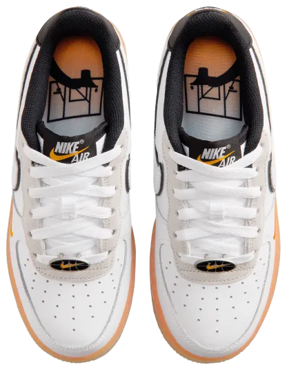 Nike Air Force 1 FL2 童款 - White/Black/Orange - Image 4