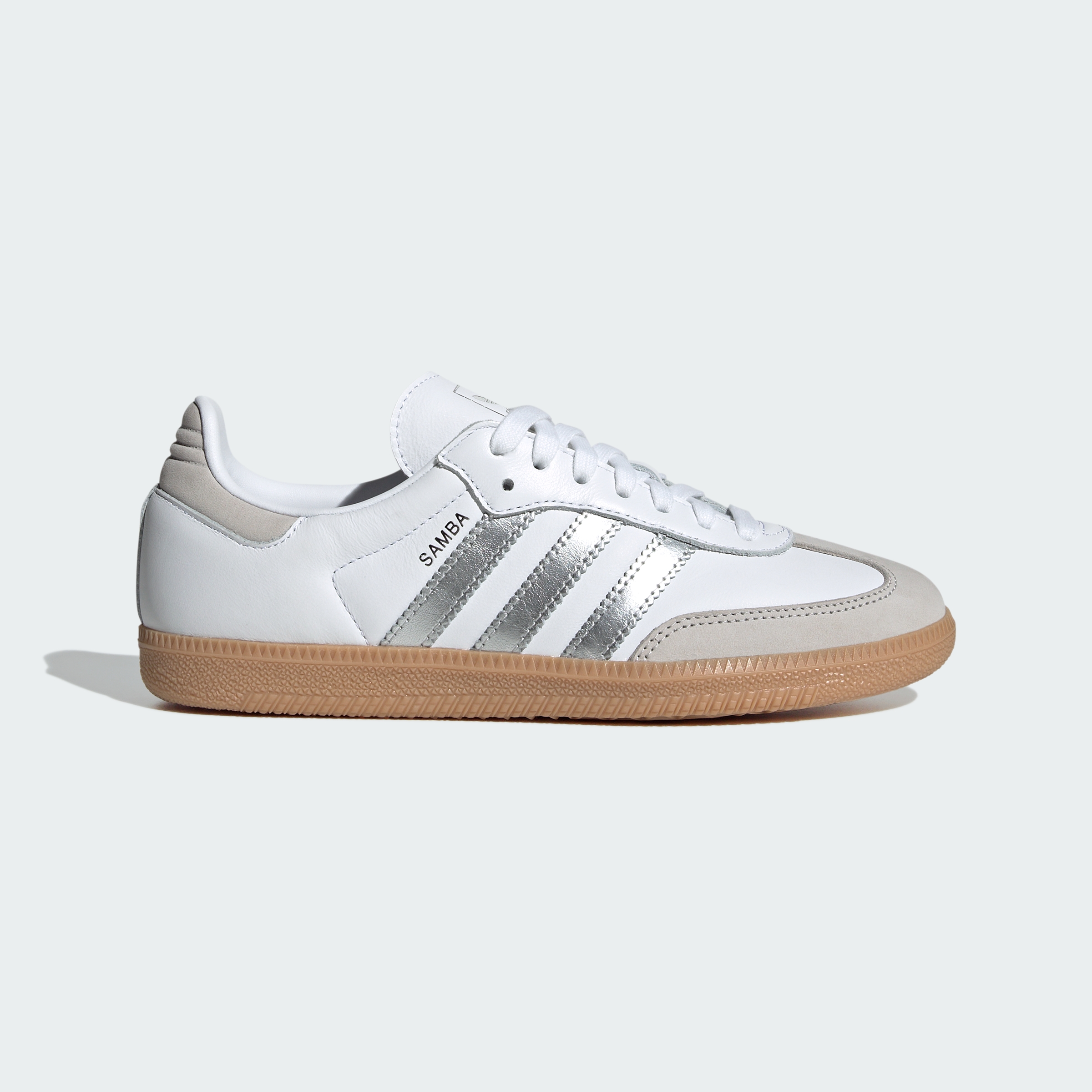 adidas Samba OG Shoes - Cloud White / Silver Metallic / Grey One - View 3