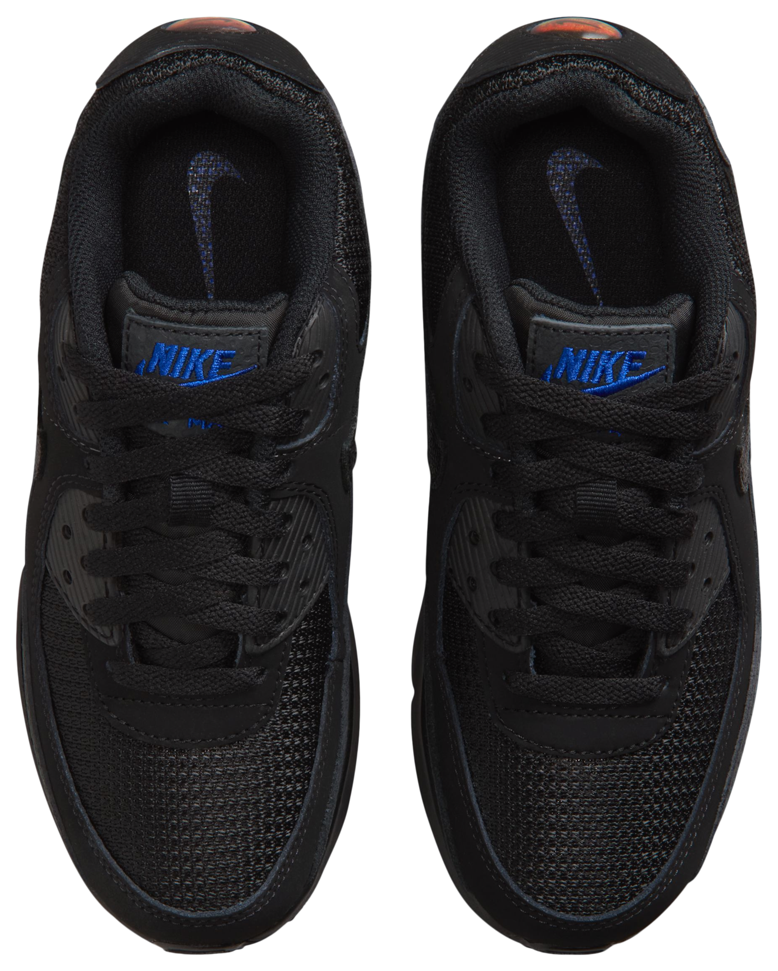 Nike Air Max 90 FL1 童款 - Black/Dk Smoke Gray/Old Royal - Image 4