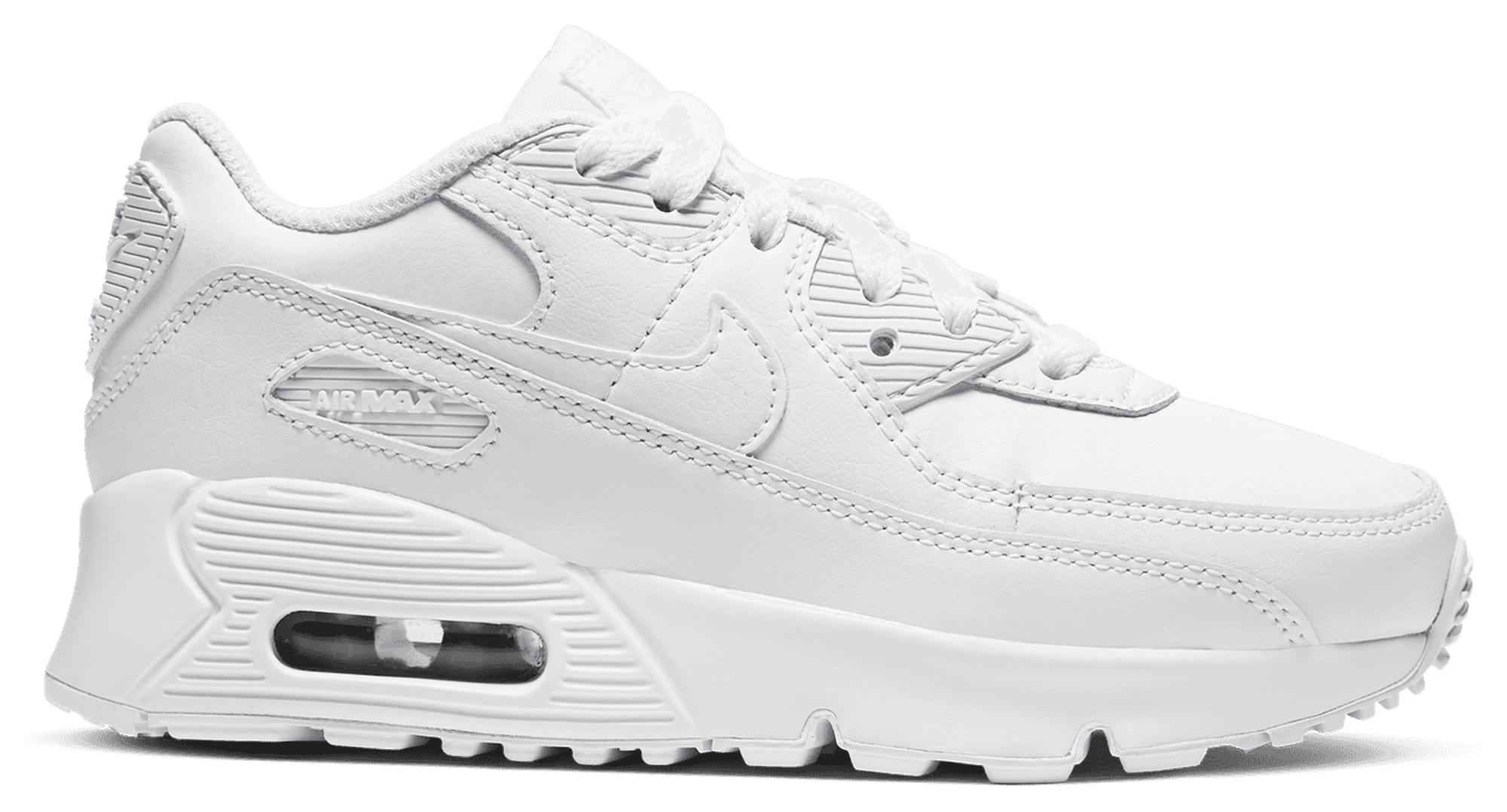 Nike Air Max 90 童款 - White/White/Metallic Silver - Image 1