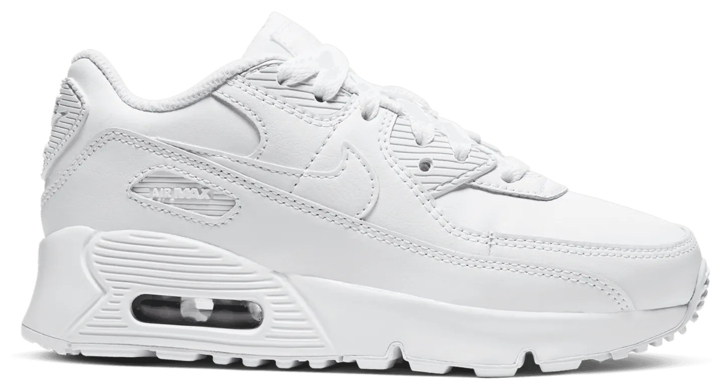 Nike Air Max 90 童款 - White/White/Metallic Silver - Image 1