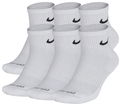 Nike 6 Pack Dri-FIT Plus Quarter Socks - Black/White - Image 2