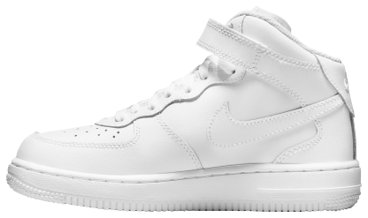 Nike Air Force 1 Mid LE 童款 - White/White/White - Image 2