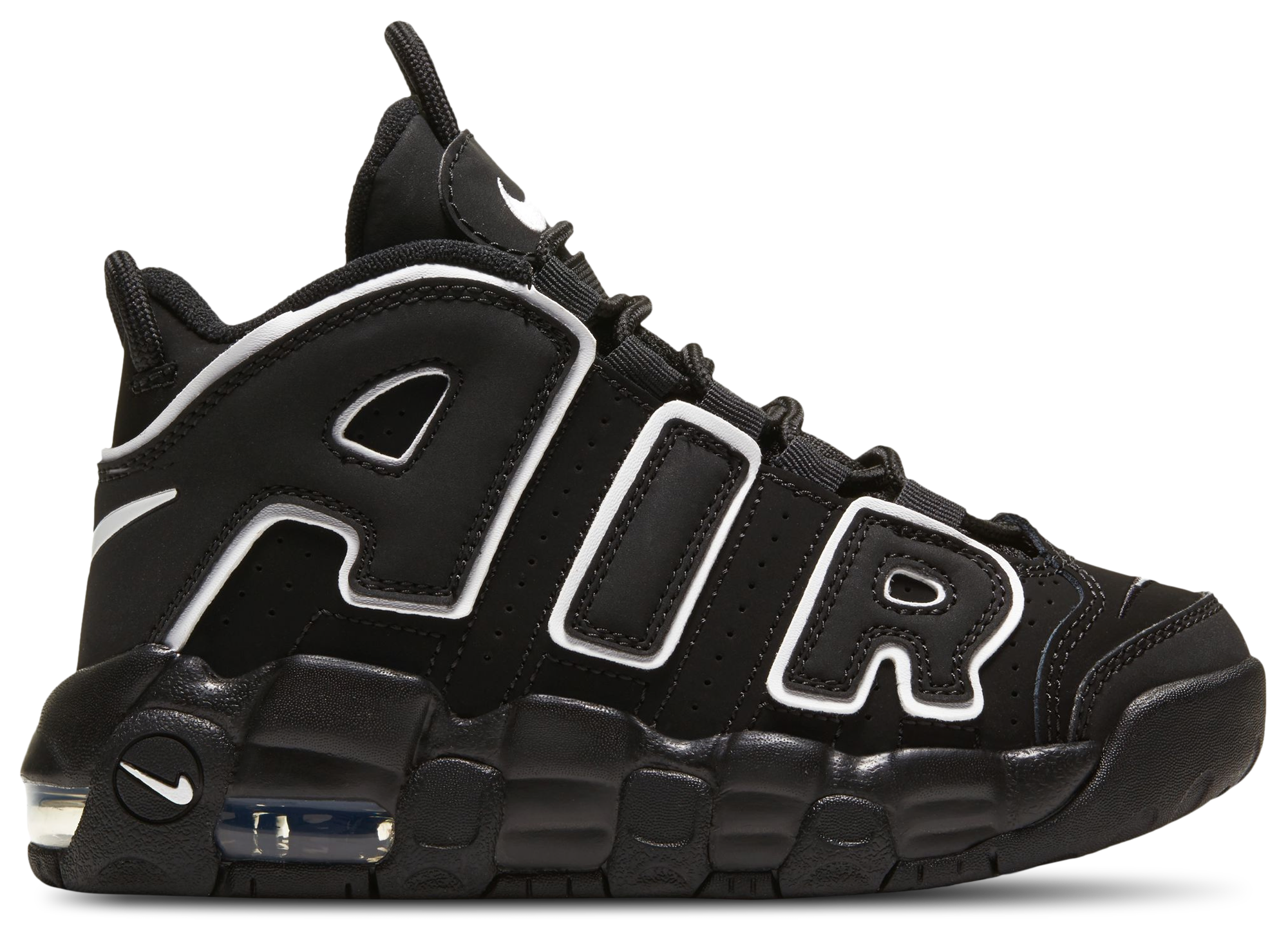 Nike Air More Uptempo 童款 - Black/Black/White - Image 1
