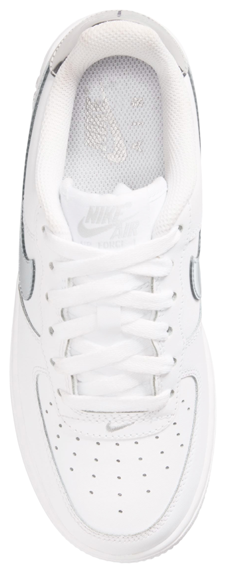 Nike Air Force 1 Low 童款 - White/Silver/Black - Image 3