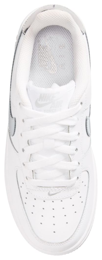 Nike Air Force 1 Low 童款 - White/Silver/Black - Image 3