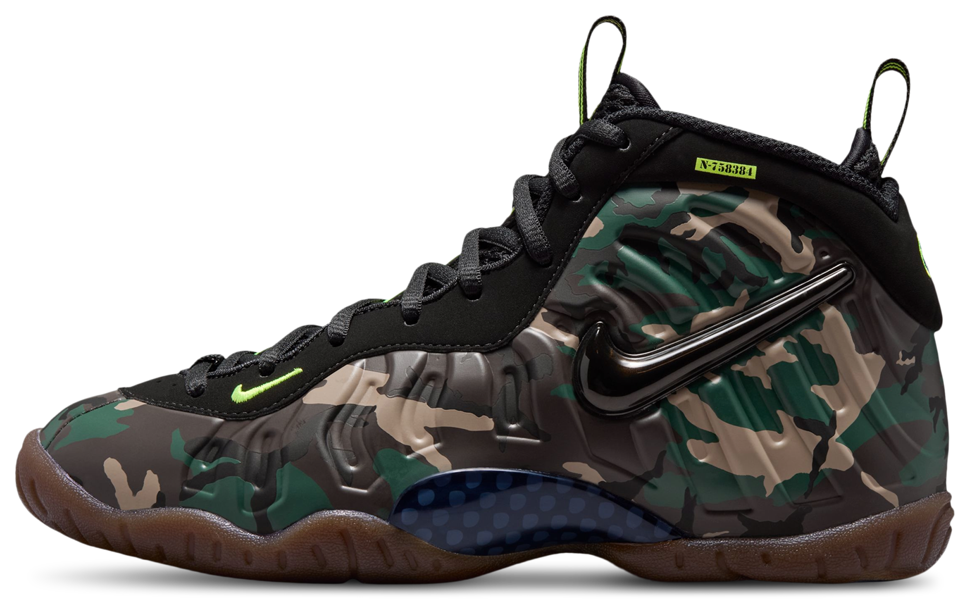 Nike Little Posite Pro 童款 - Black/Green - Image 2