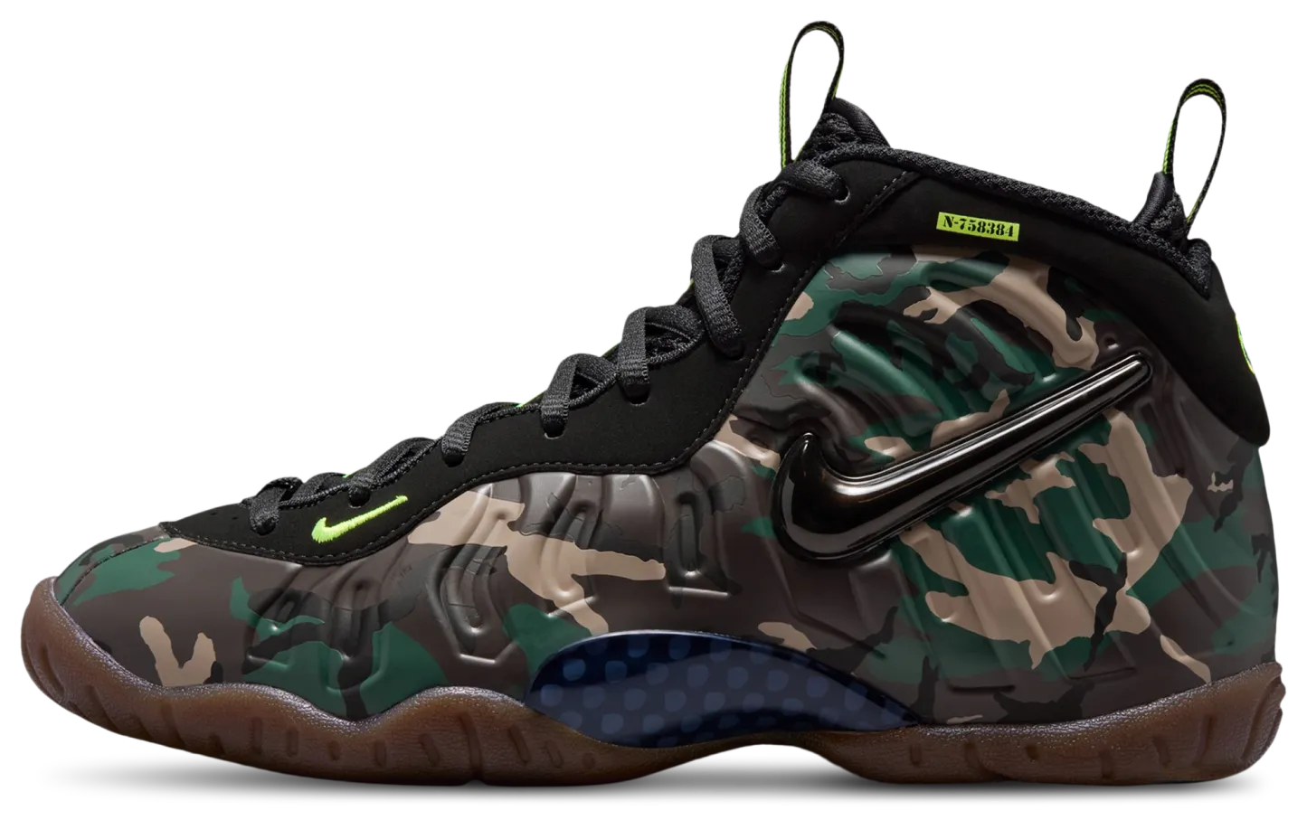 Nike Little Posite Pro 童款 - Black/Green - Image 2
