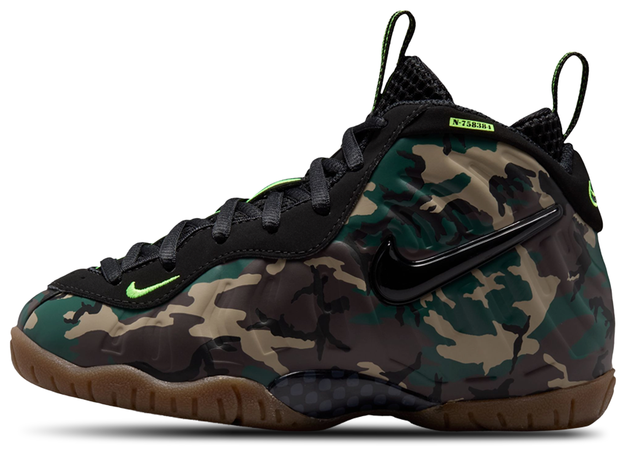 Nike Little Posite Pro 童款 - Black/Green - Image 2