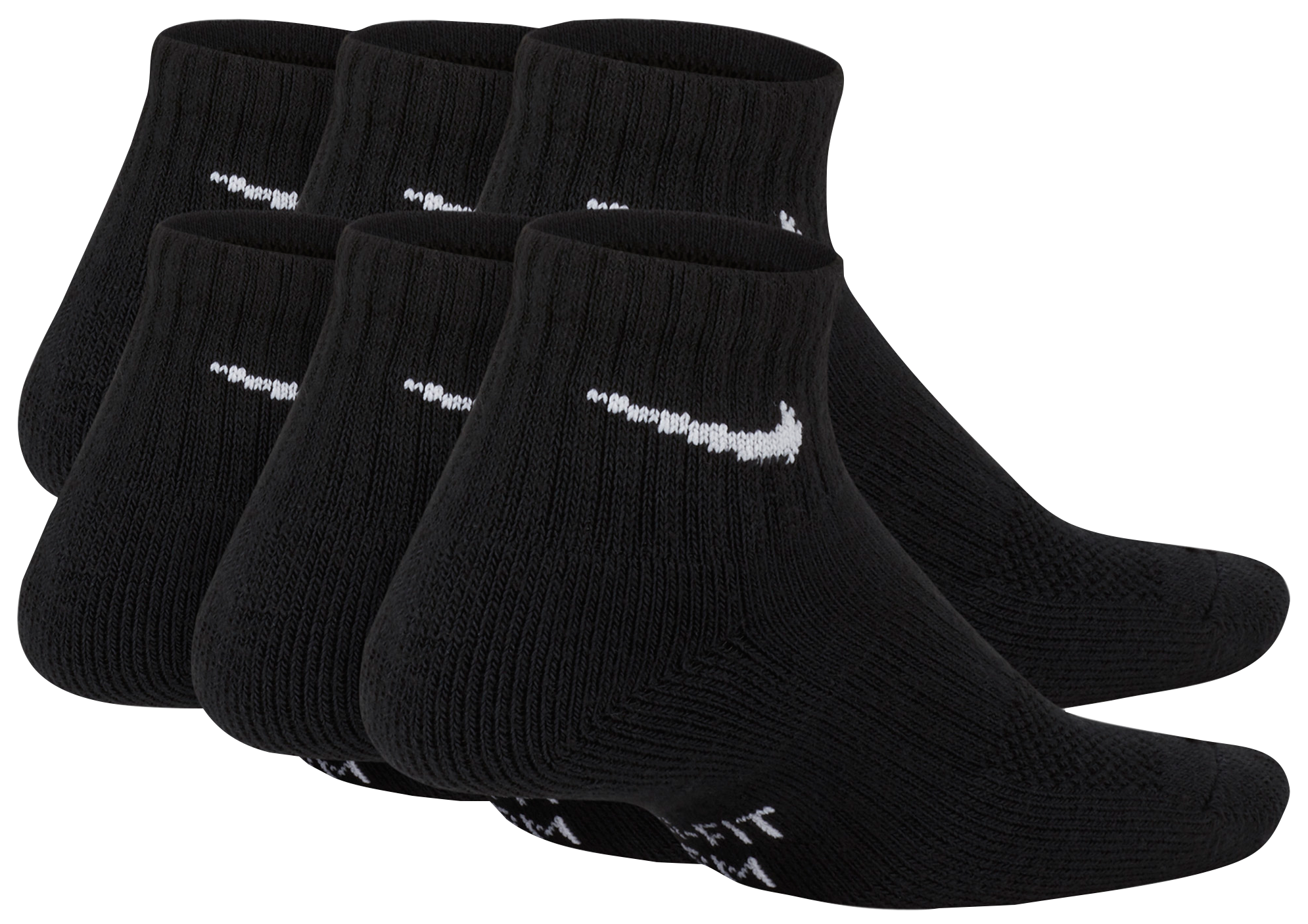 Nike 6 Pack Cushioned Quarter Socks 童款 - Black/White - Image 3