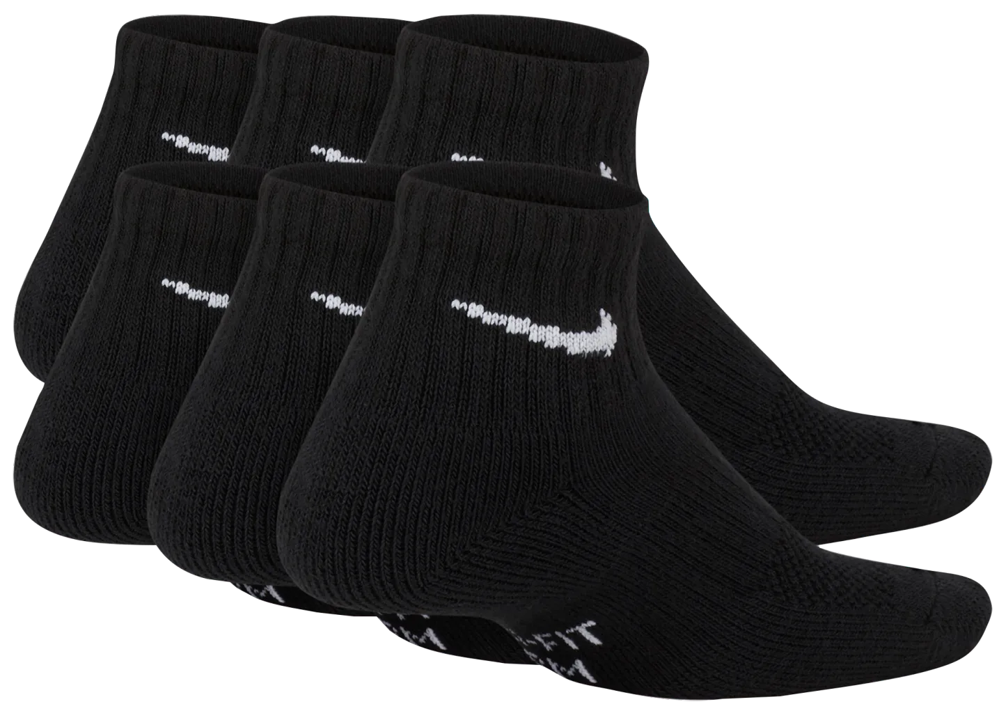 Nike 6 Pack Cushioned Quarter Socks 童款 - Black/White - Image 3