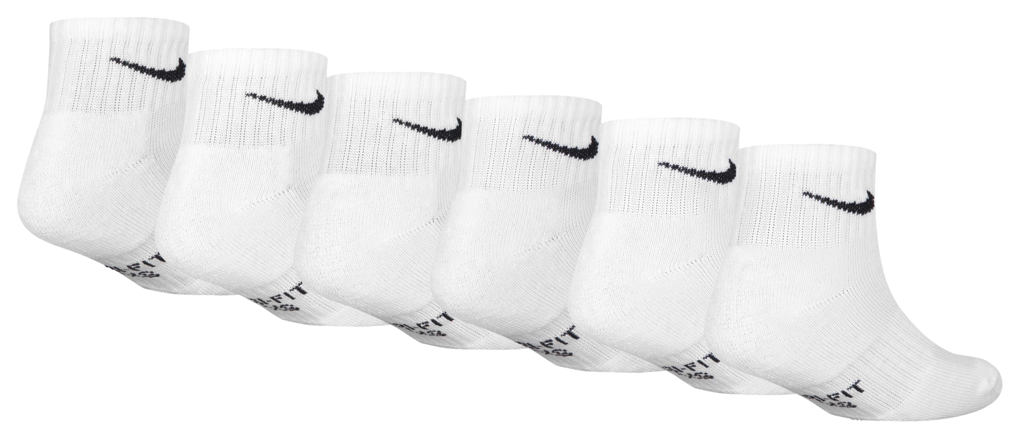 Nike Quarter Socks 6 Pack GSB 童款 - White/Black - Image 3