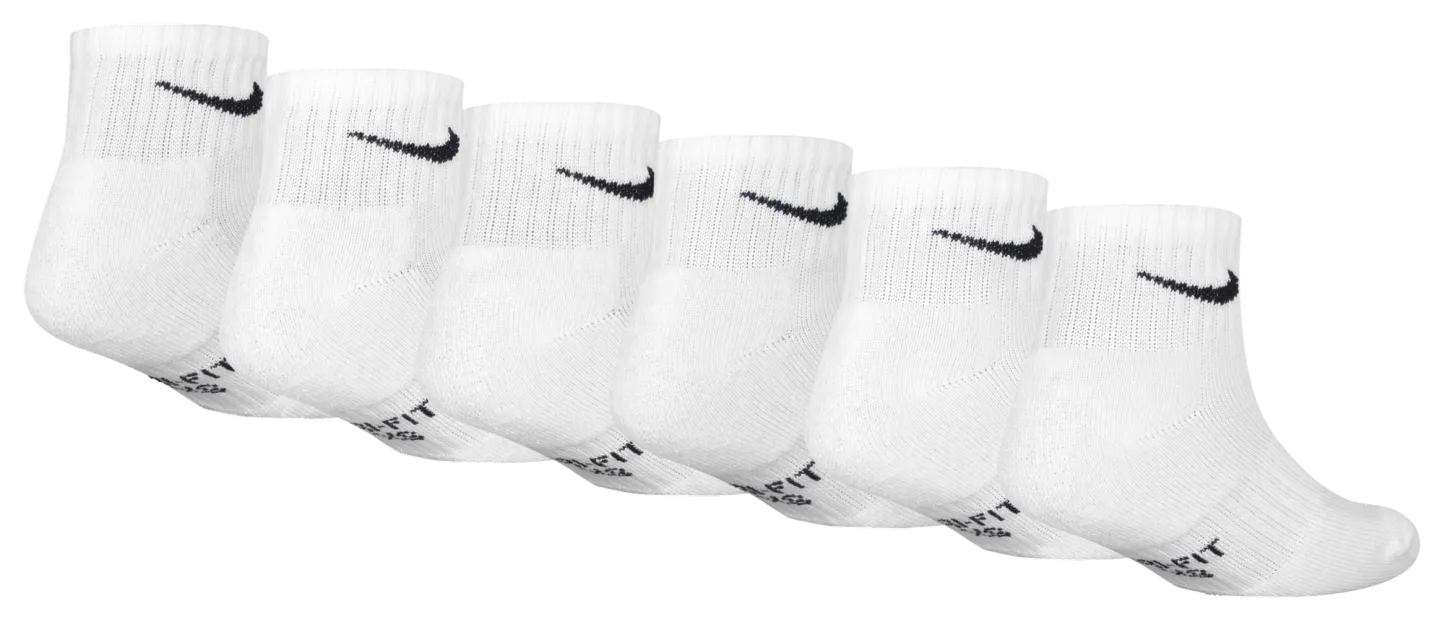 Nike Quarter Socks 6 Pack GSB 童款 - White/Black - Image 3