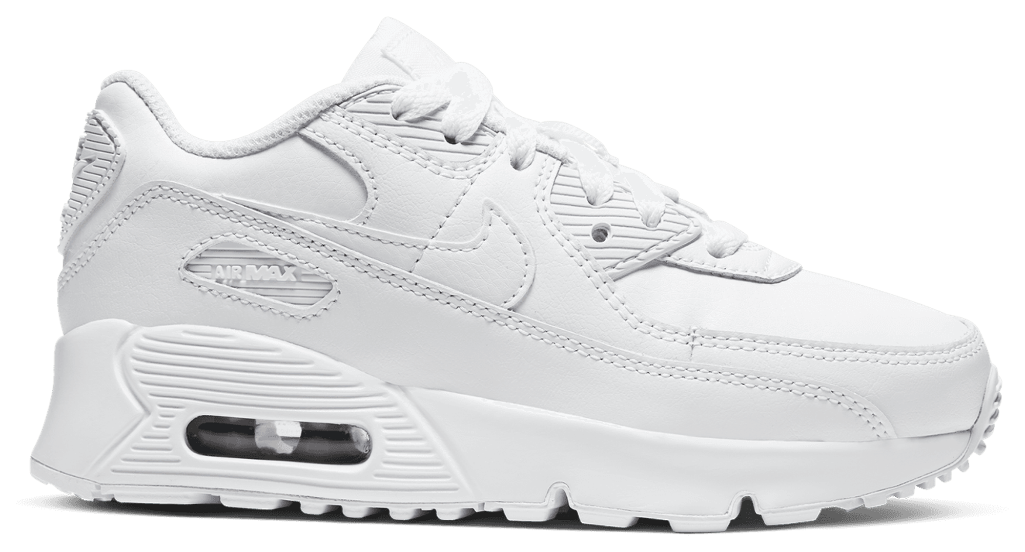 Nike Air Max 90 童款 - White/White/Metallic Silver - Image 1