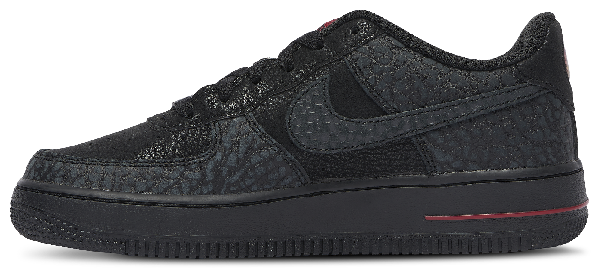 Nike Air Force 1 Low 童款 - Black/Grey/Red - Image 2