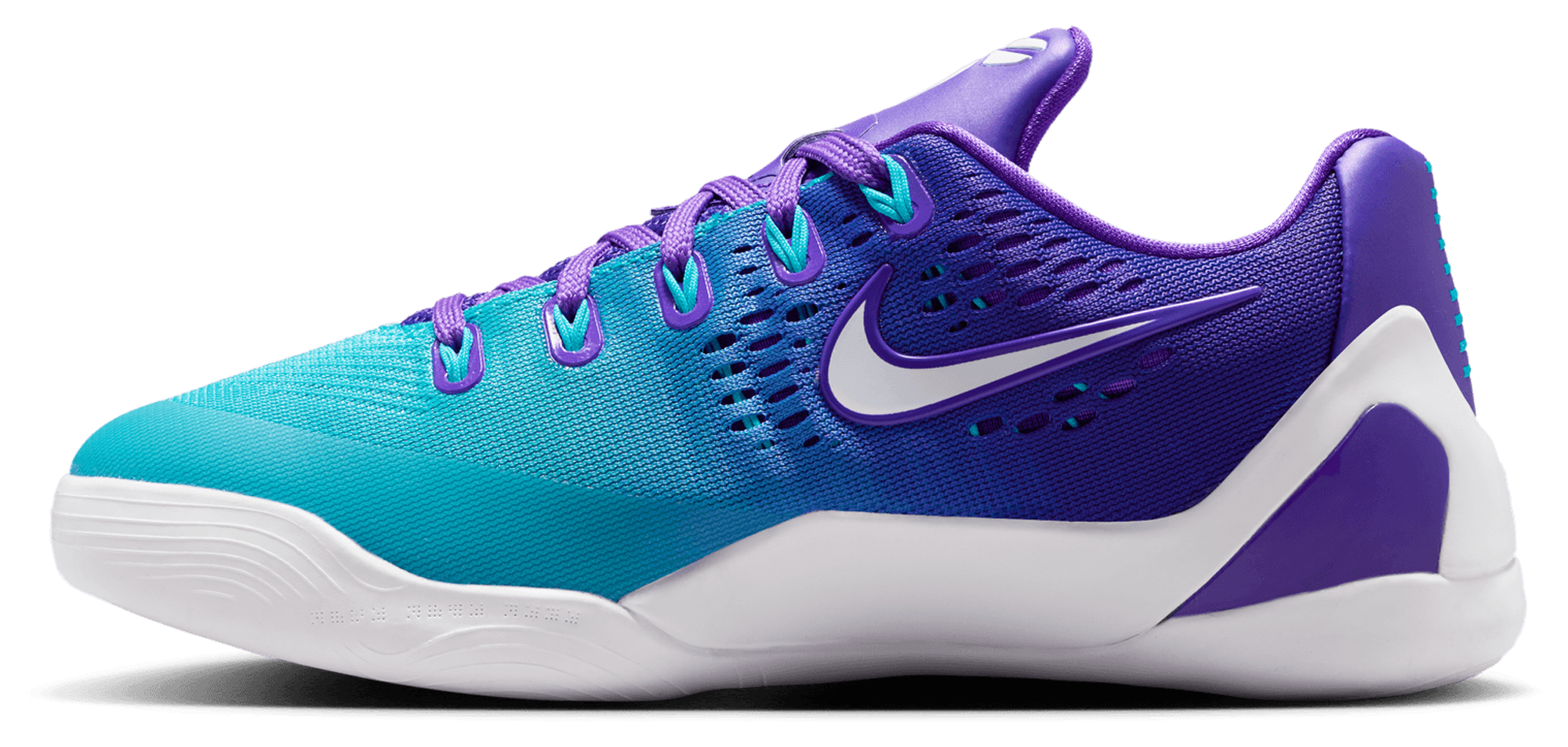 Nike Kobe IX Low EM 童款 - White/Blue Lagoon/Fierce Purple - Image 2