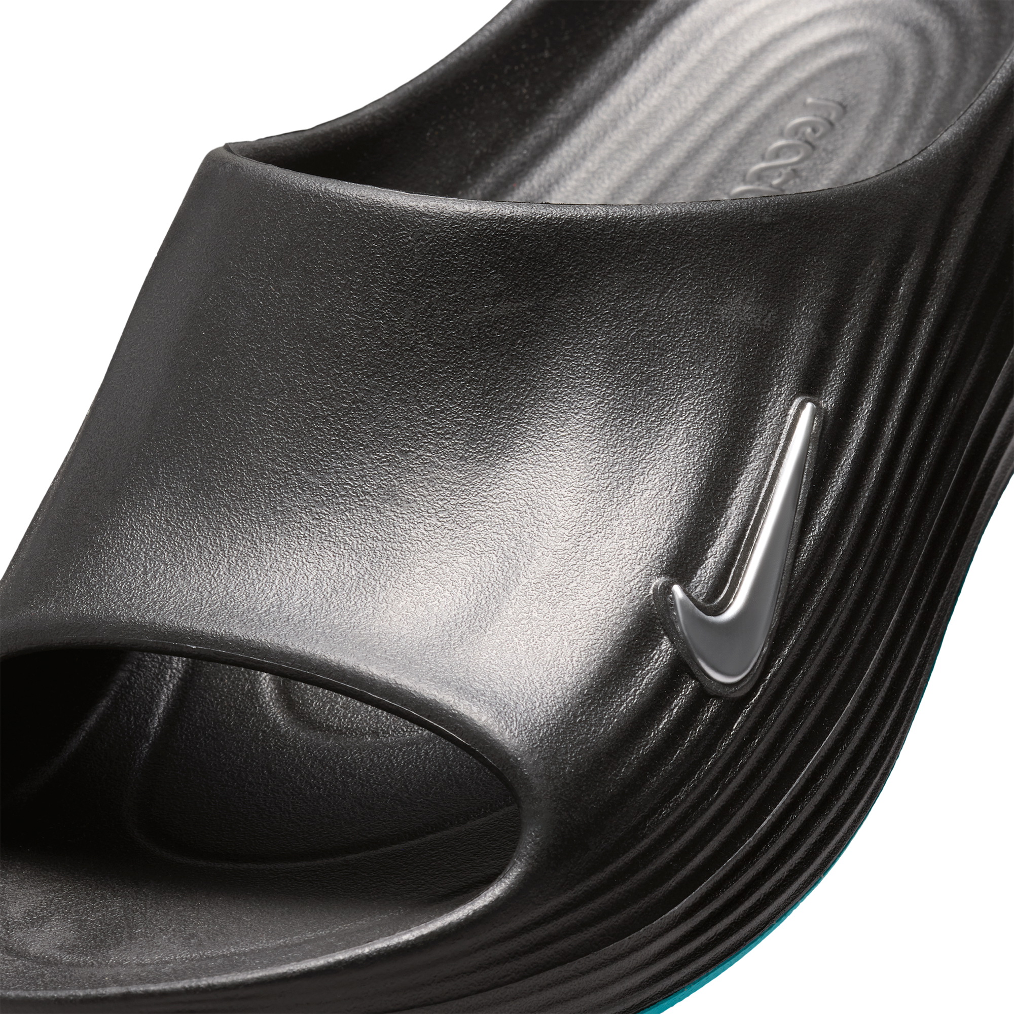 Nike Reactx Rejuven8 Slides - Black/Gamma Blue/Metallic Silver - Image 6