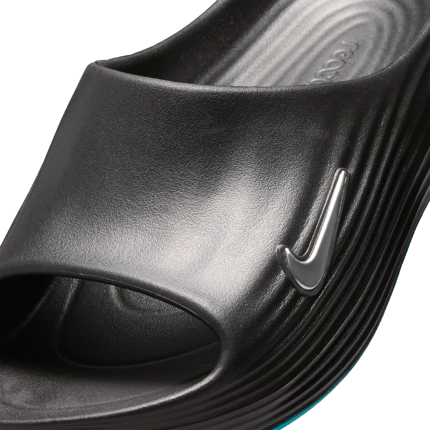 Nike Reactx Rejuven8 Slides - Black/Gamma Blue/Metallic Silver - Image 6