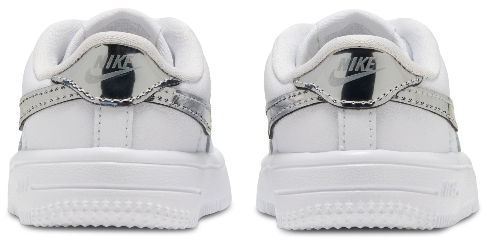Nike Air Force 1 Low Lace 童款 - White/Black/Silver - Image 3