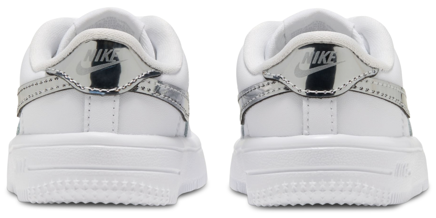Nike Air Force 1 Low Lace 童款 - White/Black/Silver - Image 3