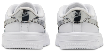 Nike Air Force 1 Low Lace 童款 - White/Black/Silver - Image 3