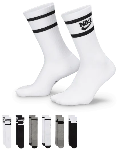 Nike GFX 6 Pack Crew Socks - Grey/Black/White - Image 1