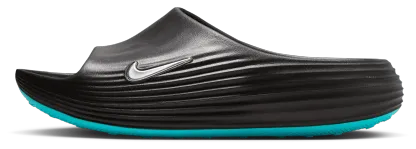 Nike Reactx Rejuven8 Slides - Black/Gamma Blue/Metallic Silver - Image 2