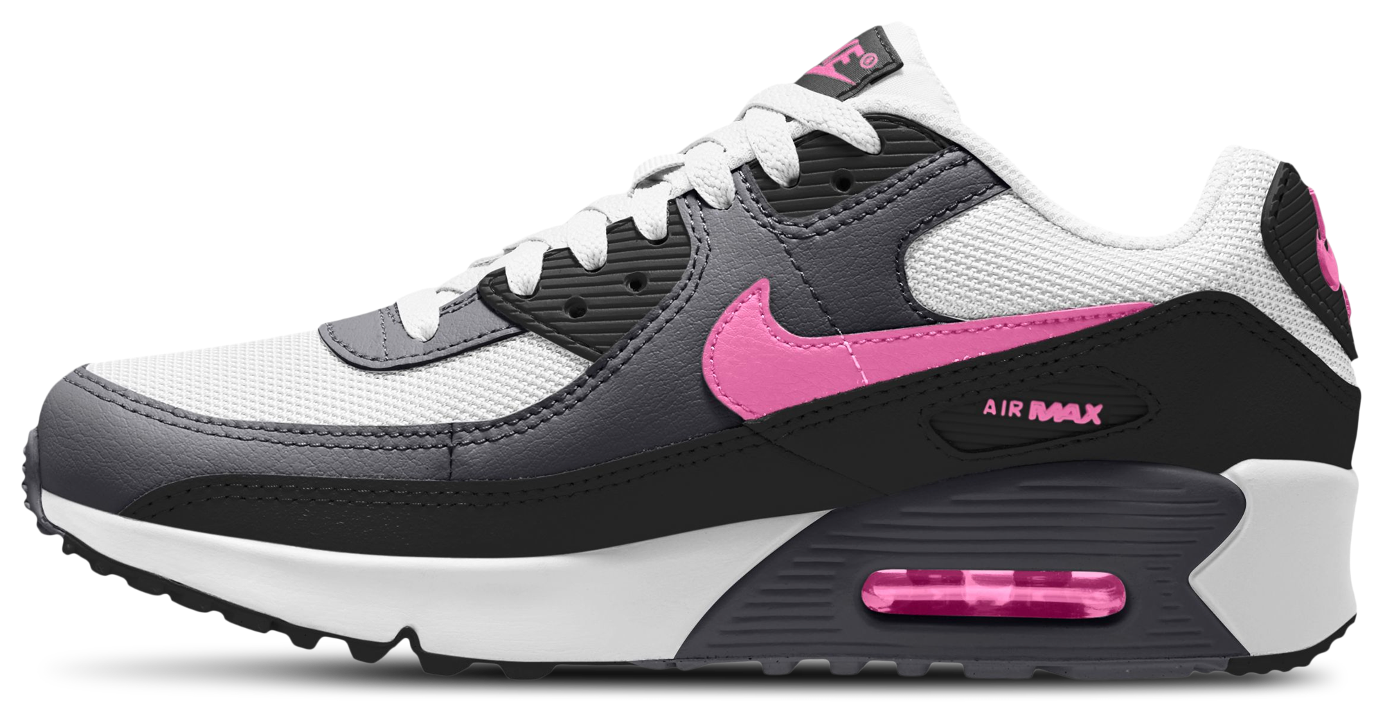 Nike Air Max 90 Mesh 童款 - White/Black/Playful Pink - Image 2