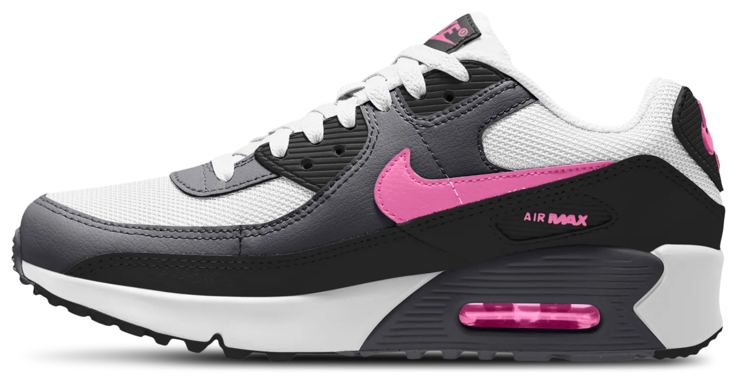 Nike Air Max 90 Mesh 童款 - White/Black/Playful Pink - Image 2