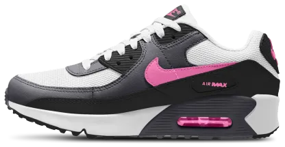 Nike Air Max 90 Mesh 童款 - White/Black/Playful Pink - Image 2