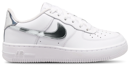 Nike Air Force 1 Low 童款 - White/Silver/Black - Image 1