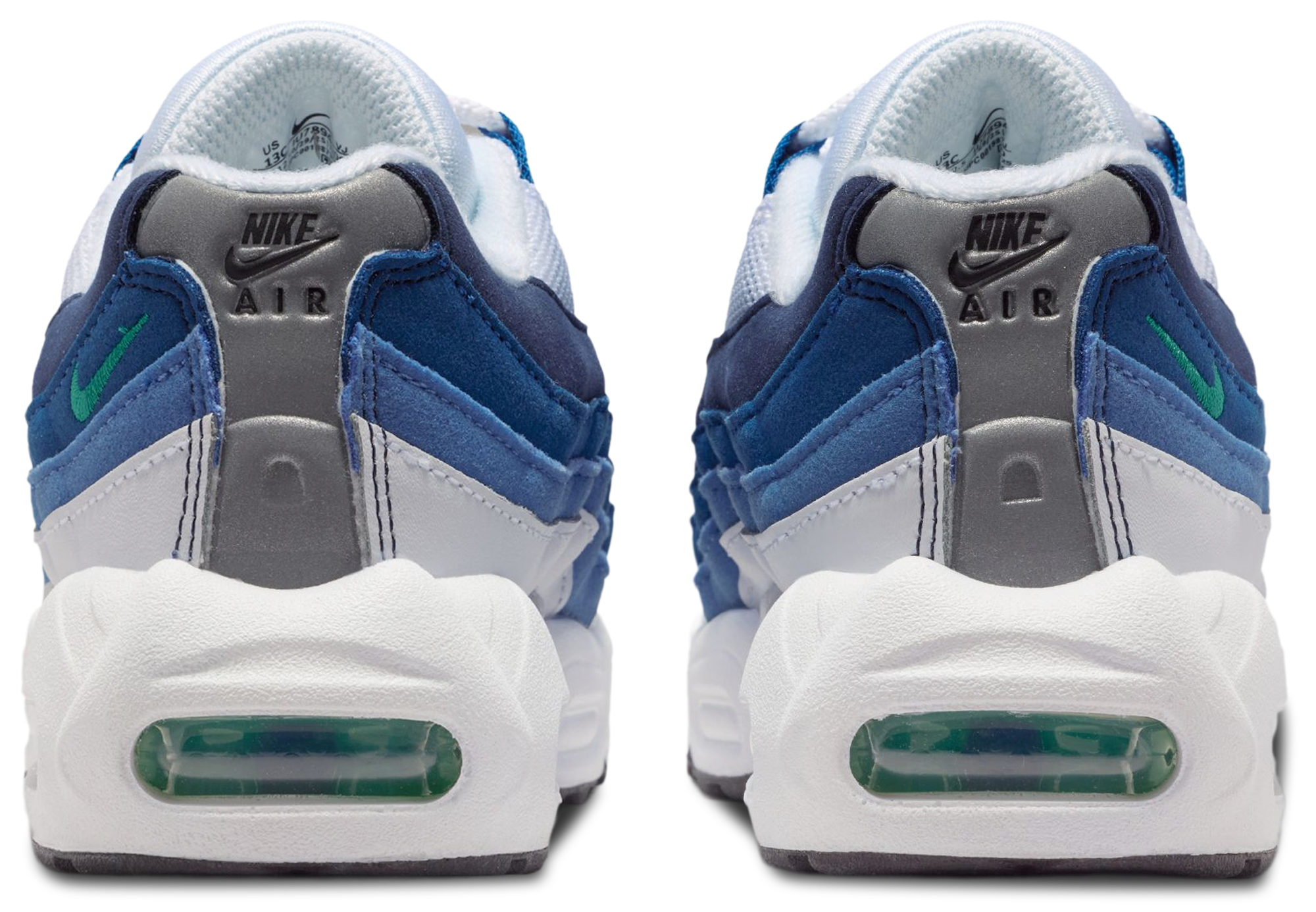 Nike Air Max 95 PRM Emerald 童款 - White/Emerald Green/Lake Blue - Image 3